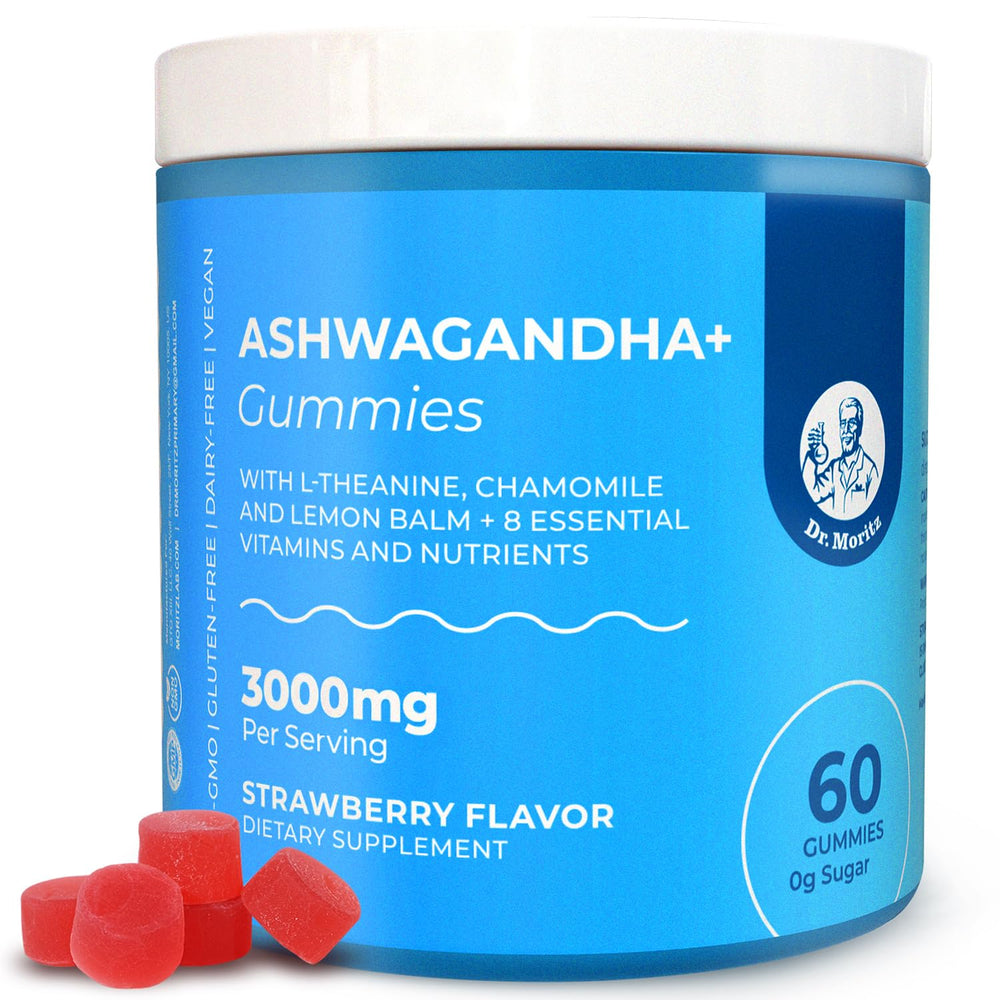 DR. MORITZ Ashwagandha Gummies bottle front label – 60 count