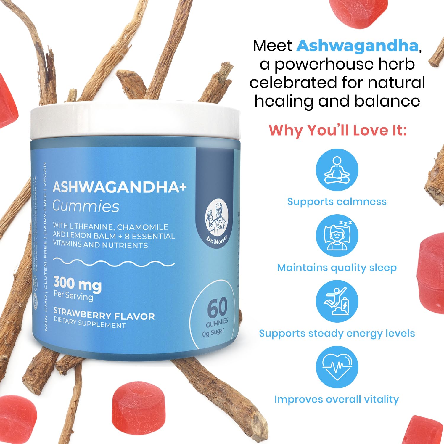 Gummies displaying 12-in-1 wellness formula on label