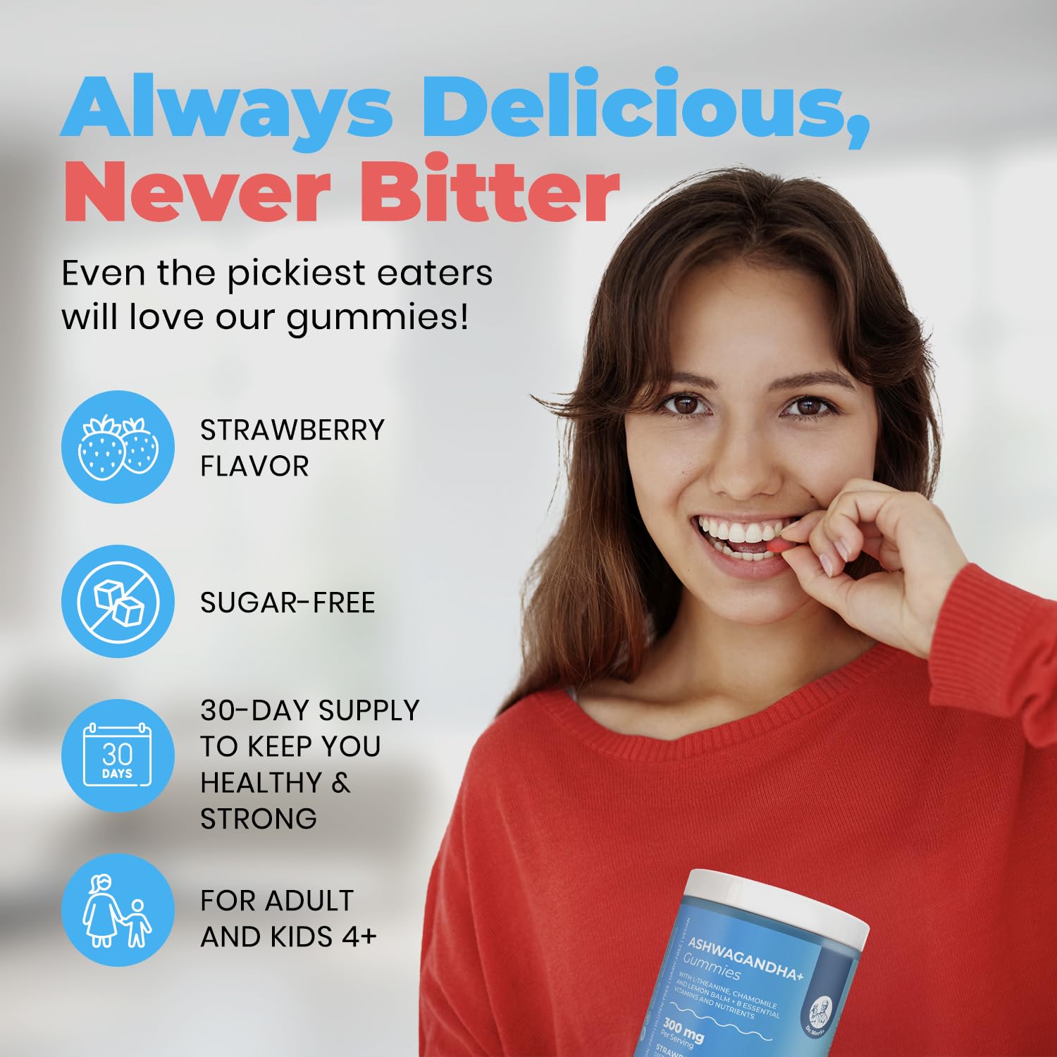 Back of bottle showing non-GMO and sugar-free claims