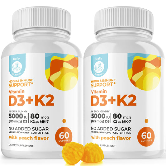 Hero image: DR. MORITZ Vitamin D3 K2 Gummies bottle with 5000 IU D3 and MK-7 K2