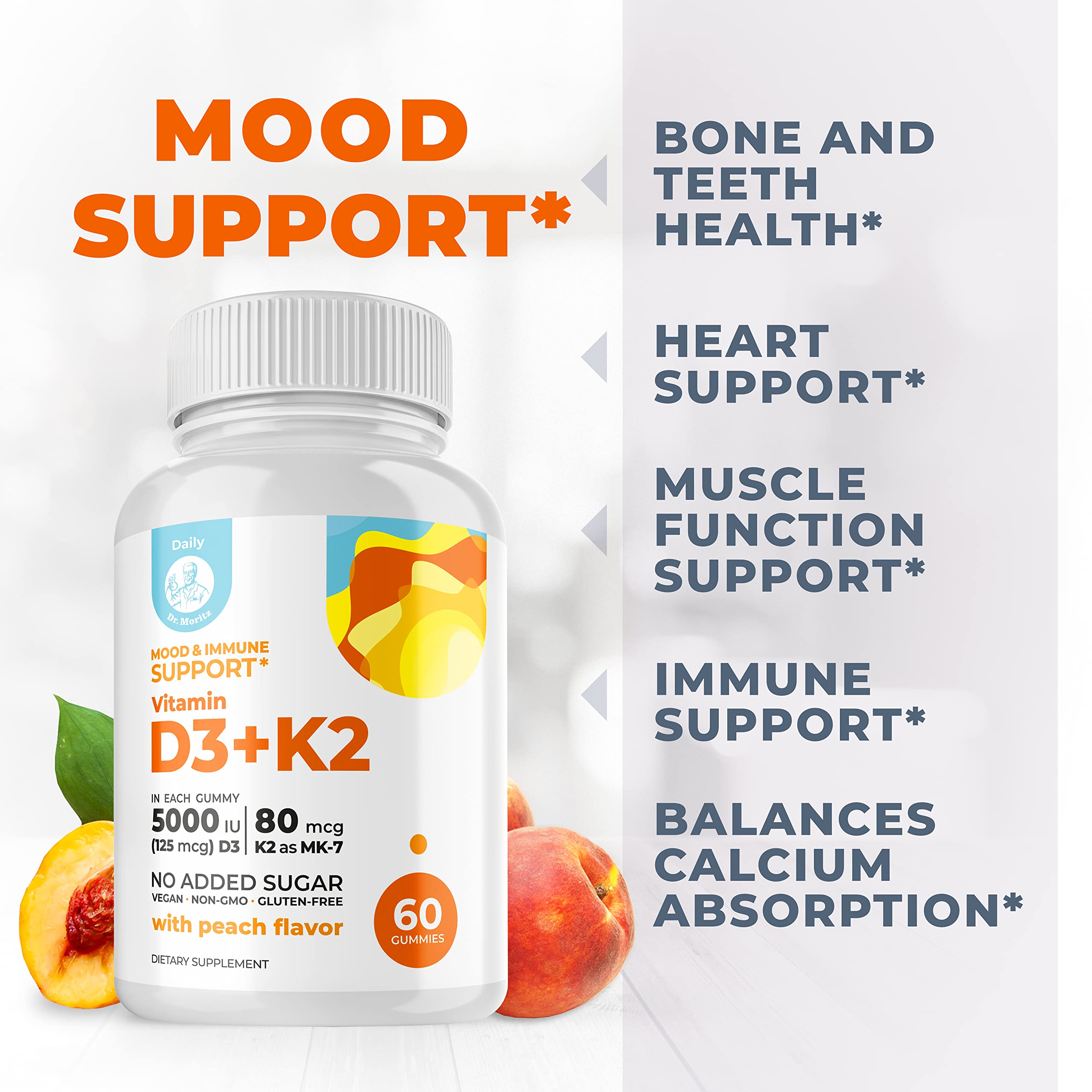 Ingredients and vitamins information for DR. MORITZ D3 K2 gummies