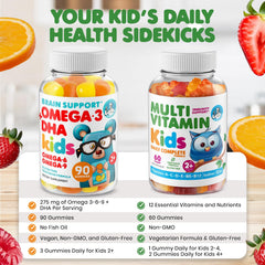 Omega-3 gummies and kids multivitamin bundle front display