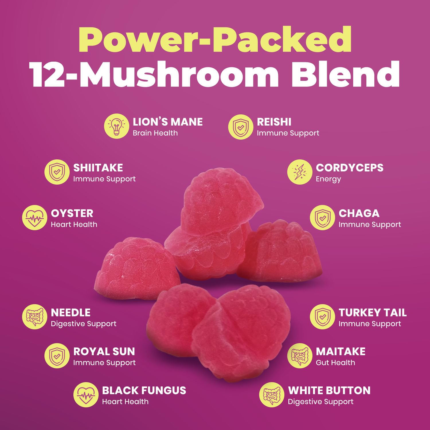 Illustration of 12-mushroom blend on packaging