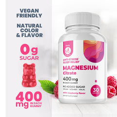 Magnesium Citrate Gummies ingredients with Non-GMO and gluten-free notes