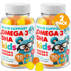 Front view of DR. MORITZ Omega 3 Kids Gummies bottle, 180-count