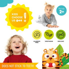 Kid chewing DR. MORITZ Vitamin D gummy after school may support wellness.