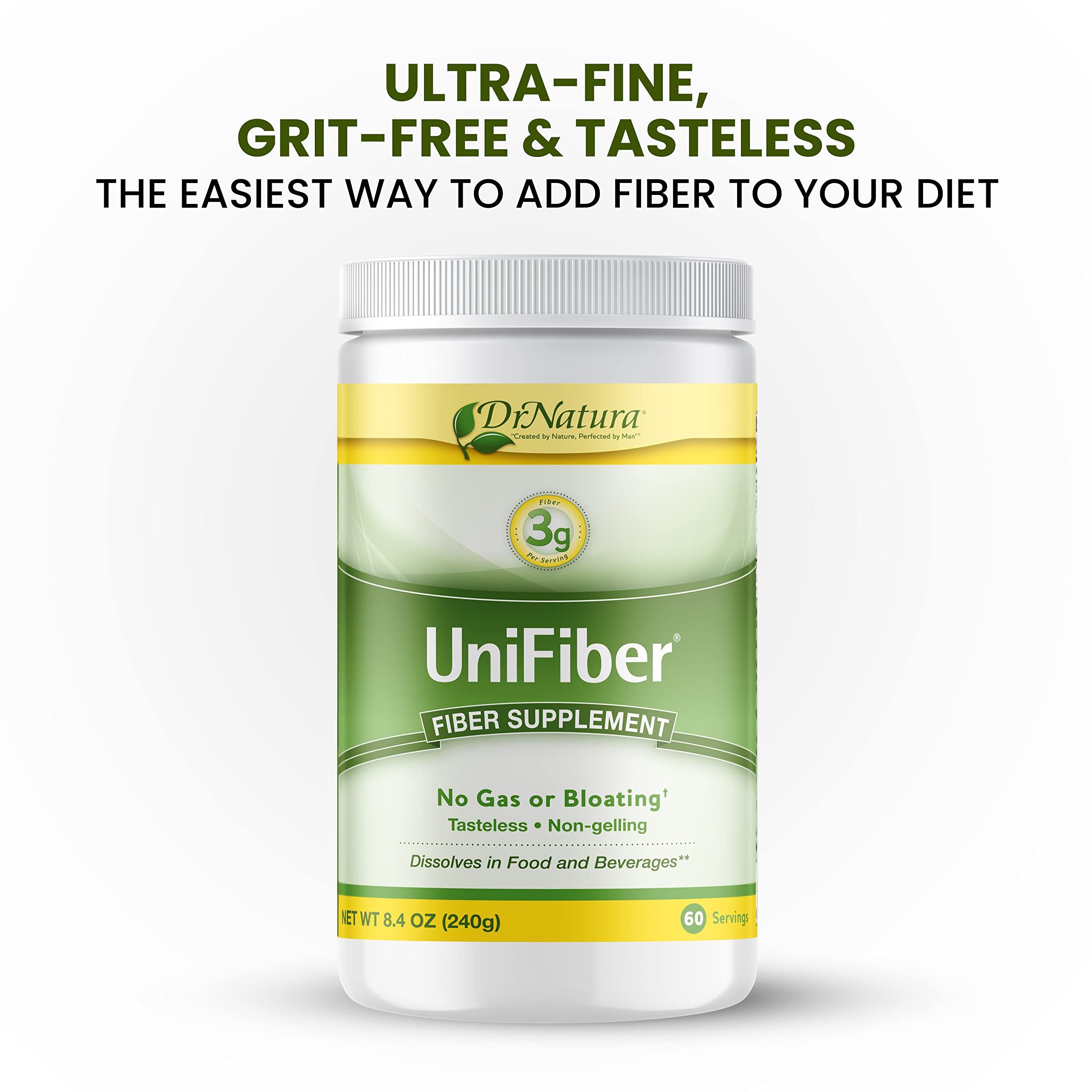 Unifiber packaging with scoop and product name