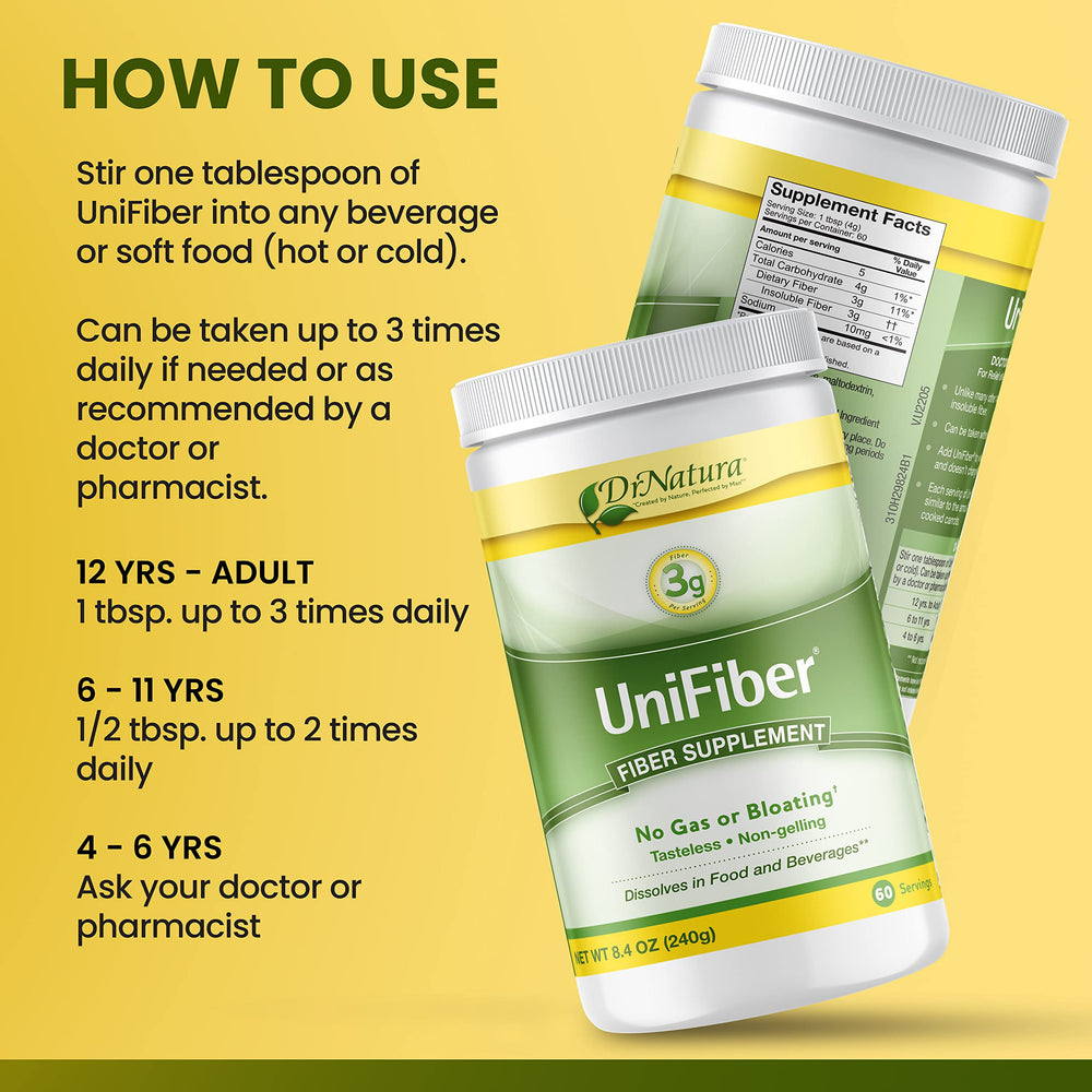 Lifestyle shot featuring Dr. Natura Unifiber in a healthy routine