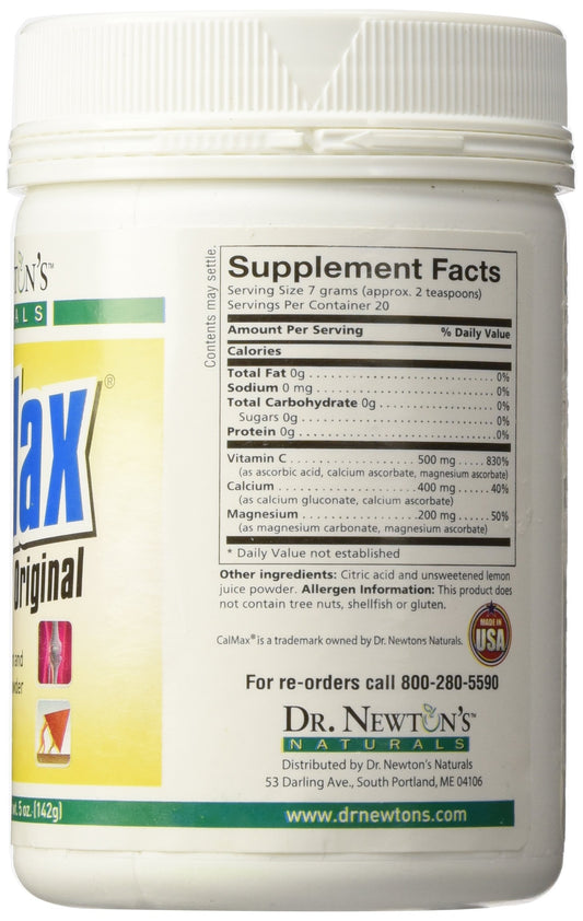 CalMax label highlighting the 2 to 1 calcium to magnesium ratio