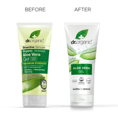Dr Organic Aloe Vera Gel 200ml after-sun care on skin
