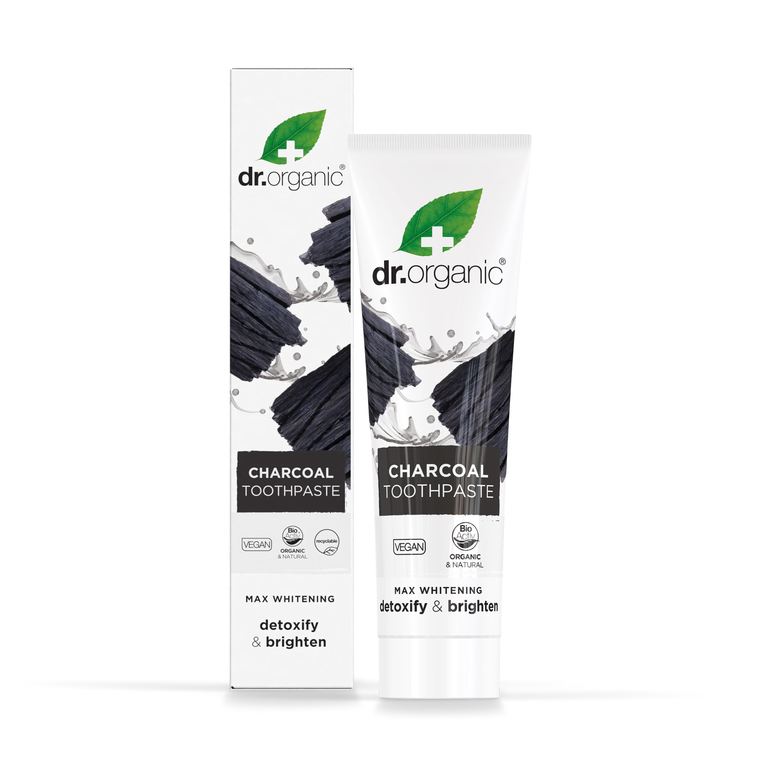 Dr Organic Extra Whitening Charcoal Toothpaste 100ml tube - front view