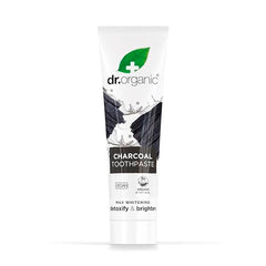 Dr Organic charcoal toothpaste tube with cap - angled shot