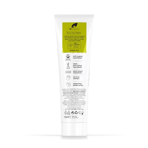 Dr.organic Tea Tree Toothpaste 100ml product packaging box