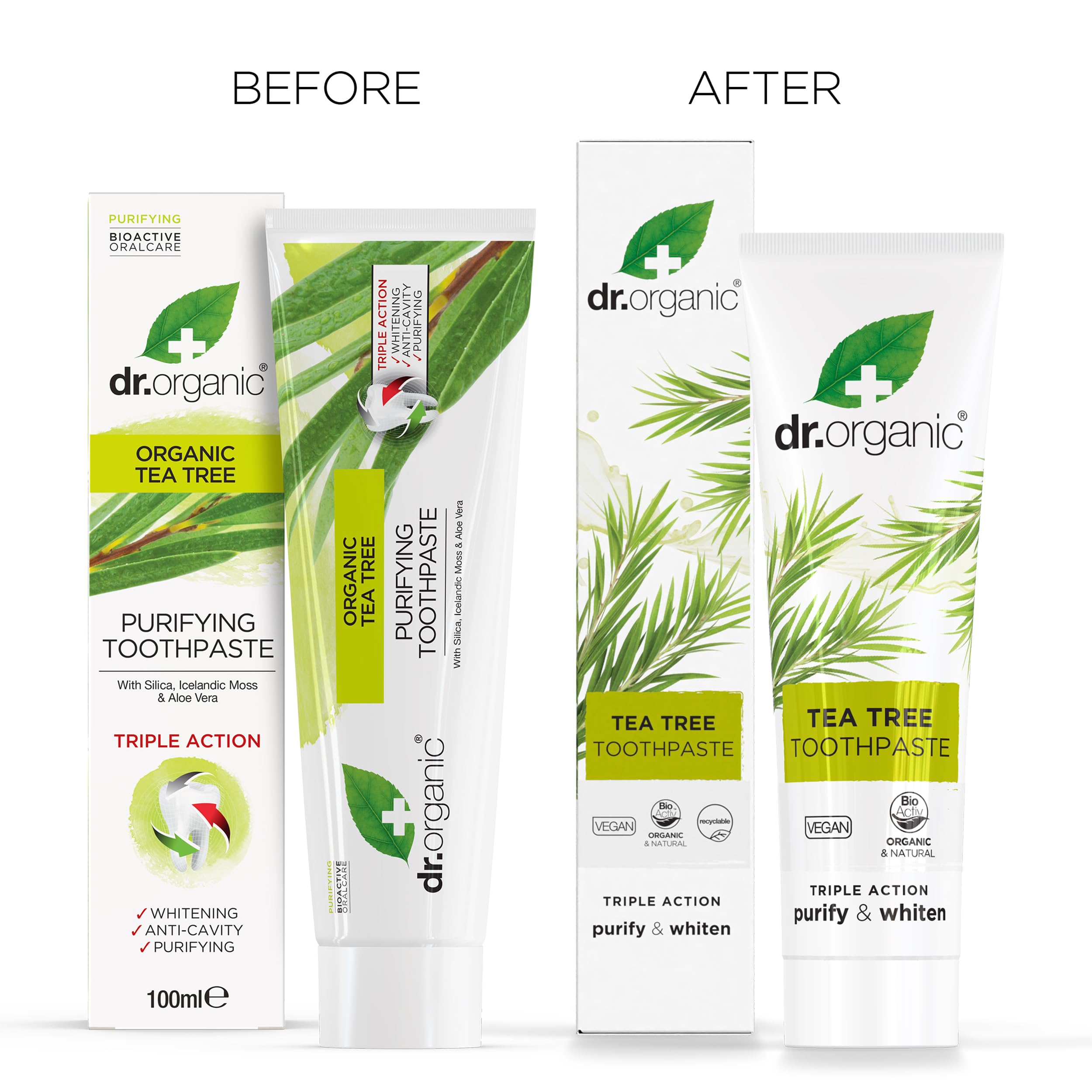 Back label with directions and ingredients on toothpaste tube