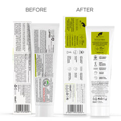 Lifestyle shot of toothpaste with a bright, healthy smile