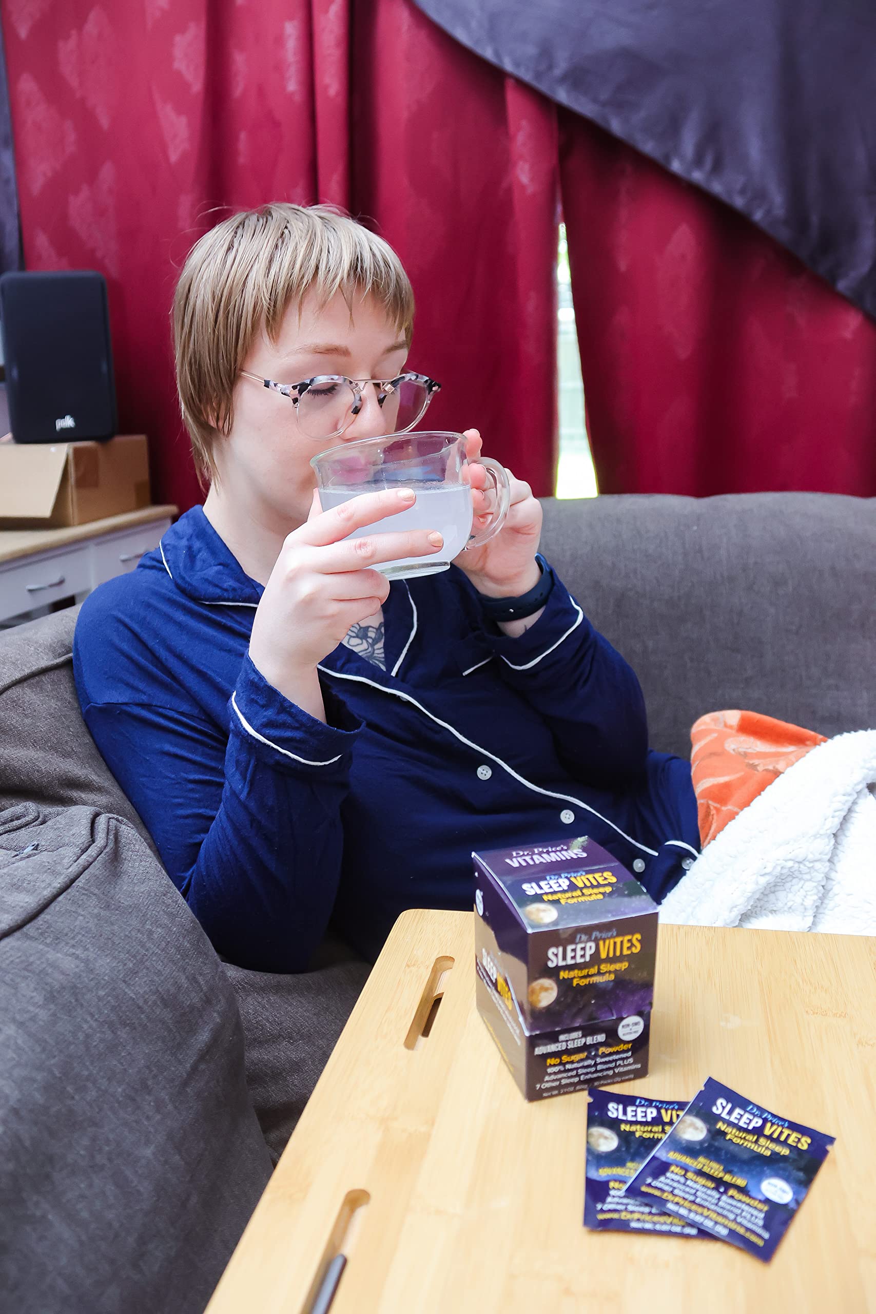 Non-GMO, gluten-free and sugar-free badges on Sleep Vites