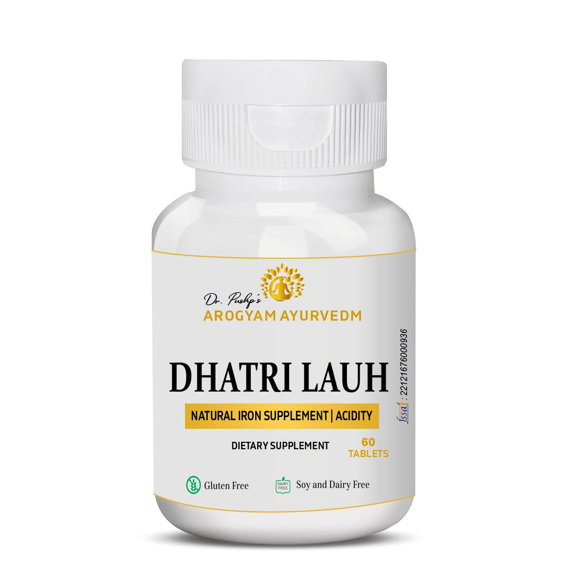 Dr. Pushp's Arogyam Ayurvedm Dhatri Lauh bottle – 60 tablets for iron, blood purification, energy and immunity