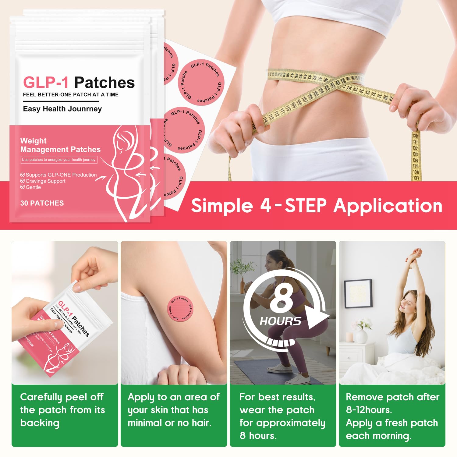 Close-up of the patch adhesive and latex-free design