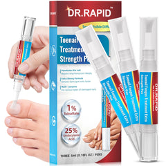 DR.RAPID toenail fungi pen brush demonstrates precise application for targeted treatment.