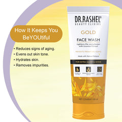 DR.RASHEL Gold Face Wash packaging highlighting licorice extract