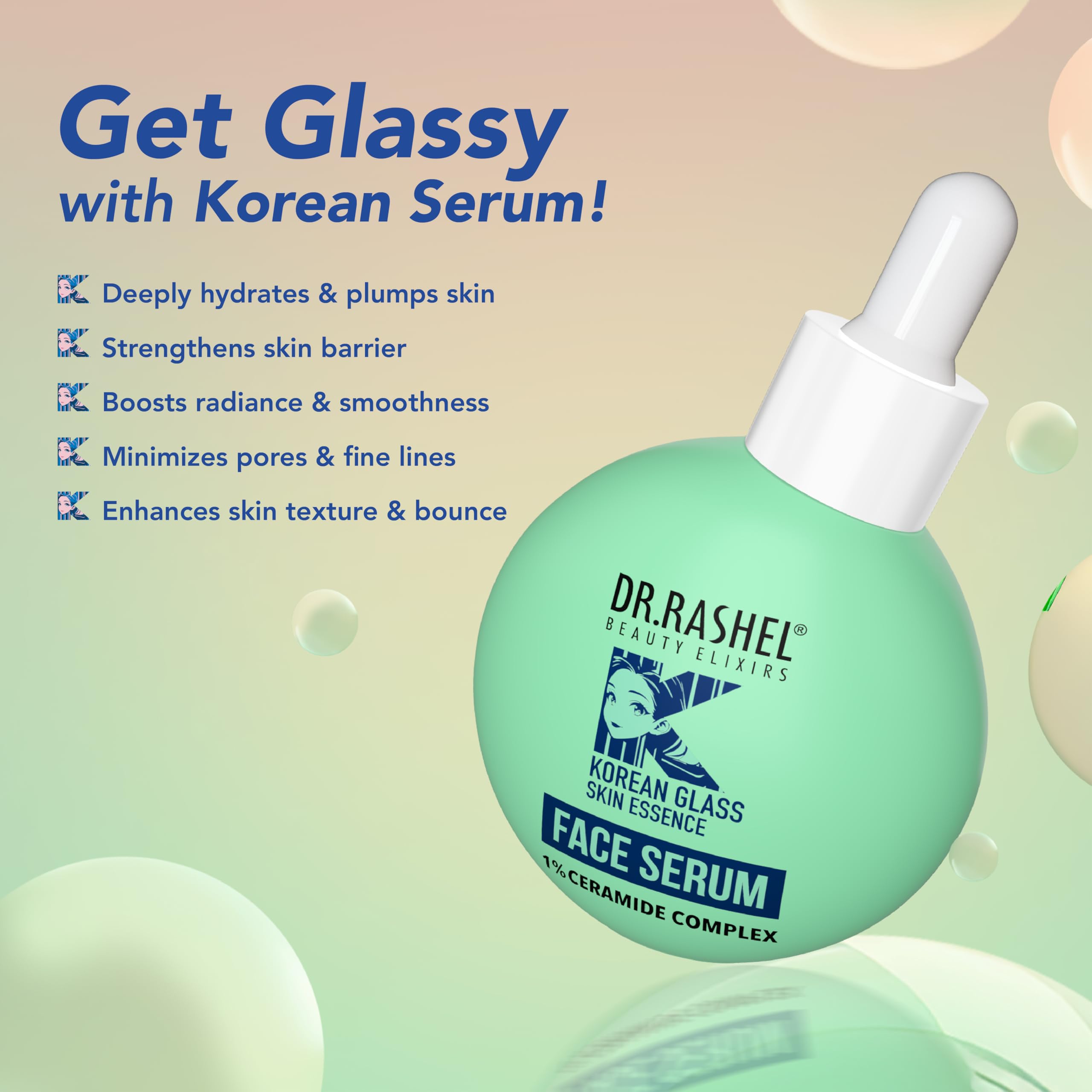 DR.RASHEL Korean Face Serum with rice water brightens skin.