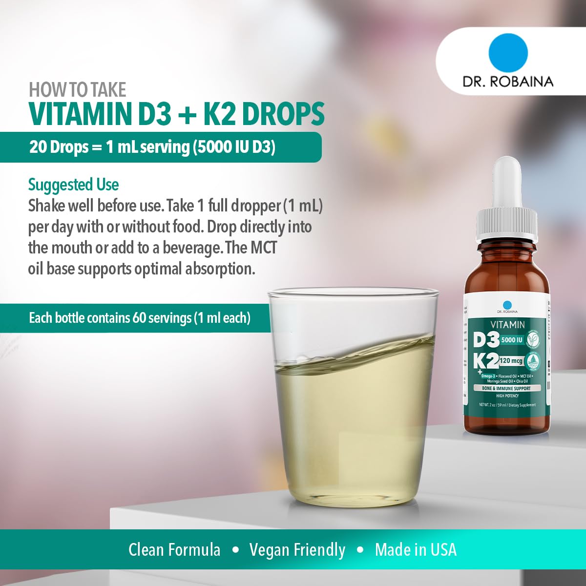 Sublingual administration of vitamin D and K drops under tongue