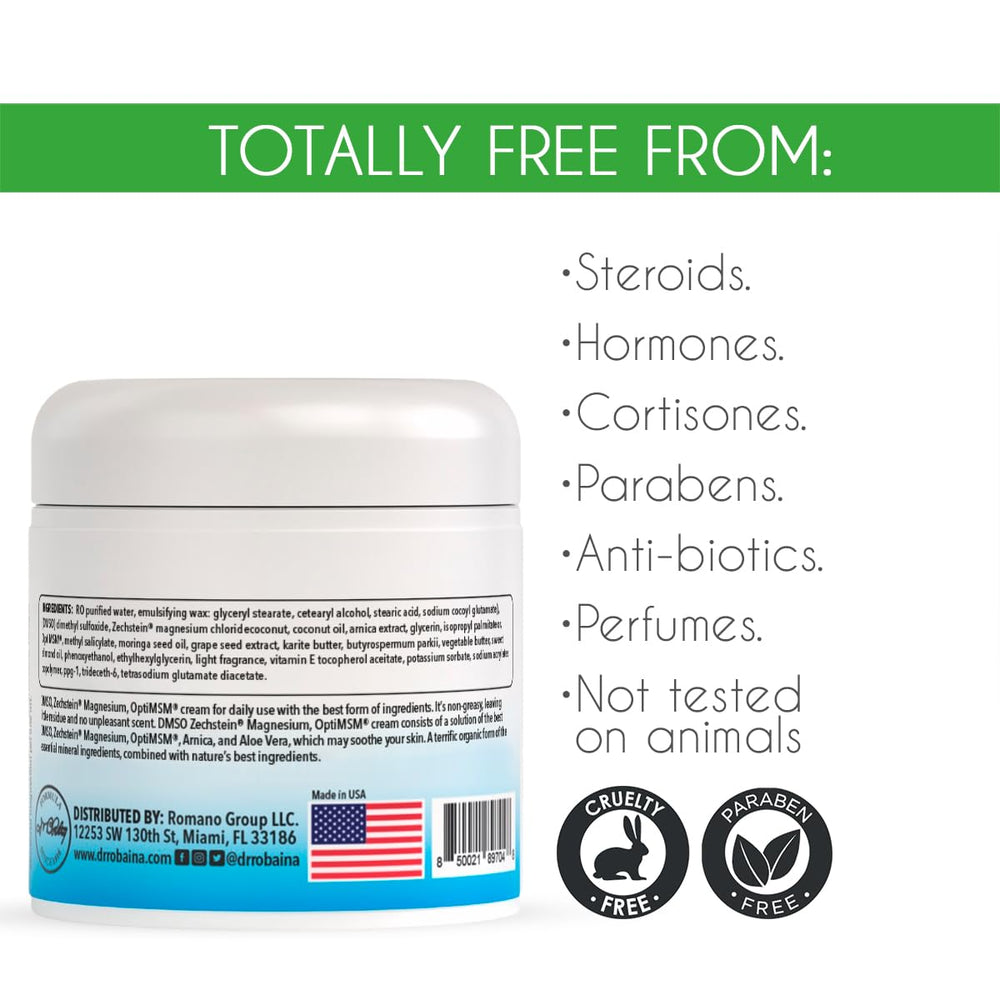 Dr. Robaina DMSO Cream leaves a non-greasy finish on skin.