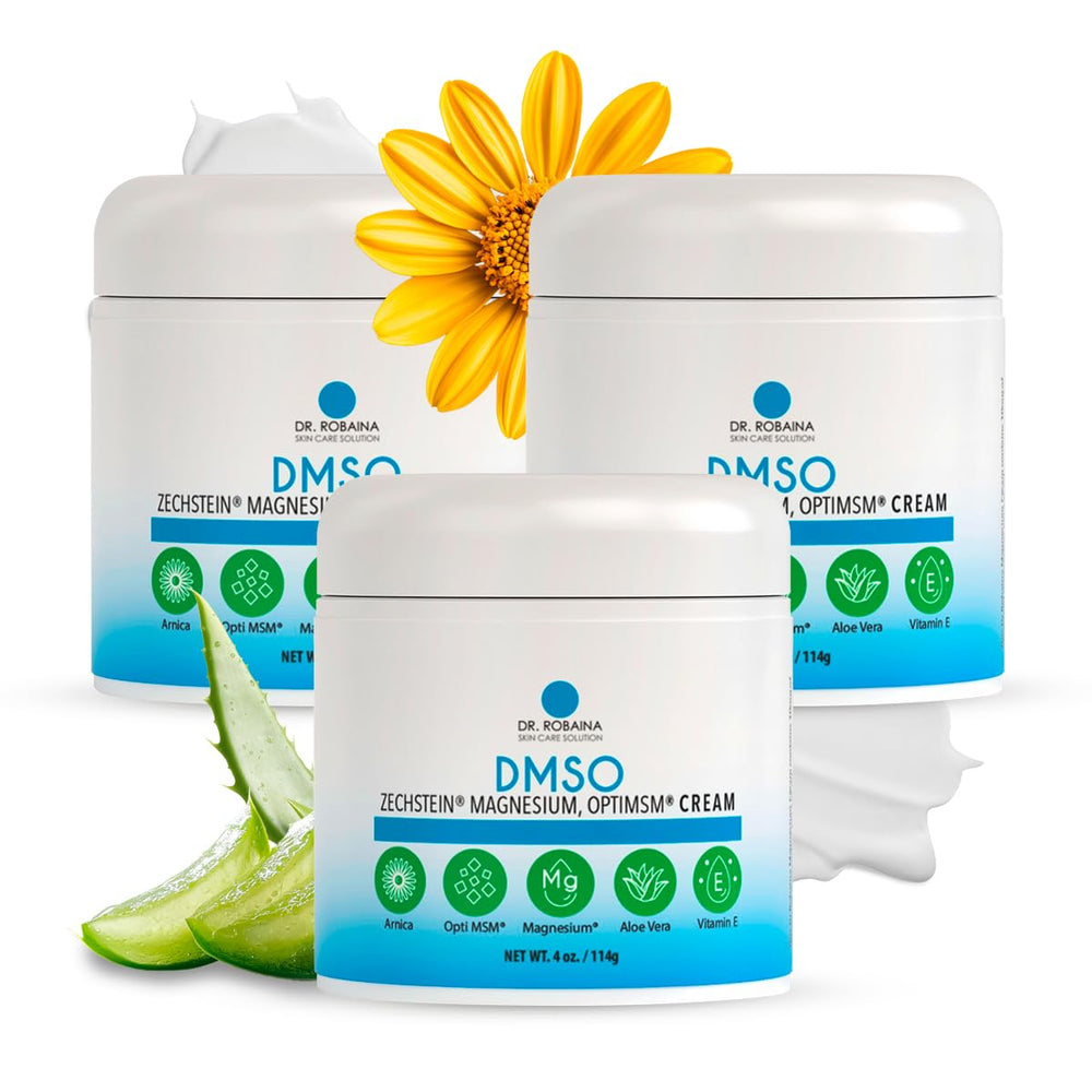 Dr. Robaina DMSO Cream tube close-up showing a clean, fast-absorbing topical formula.