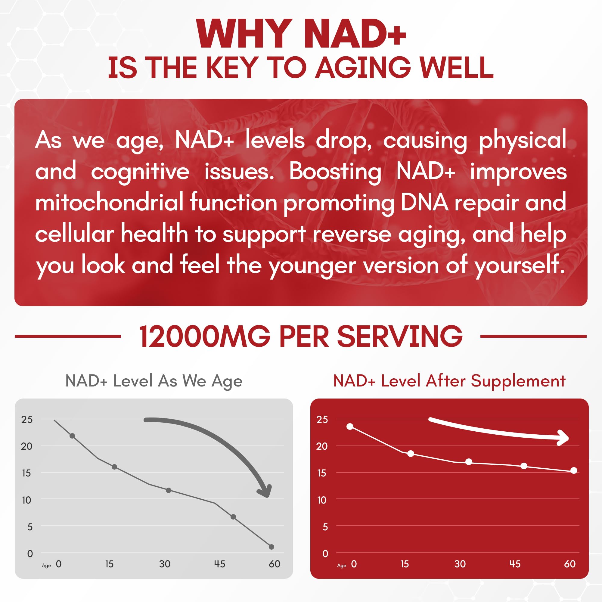 Close-up of 12,000mg NAD+ formula ingredients