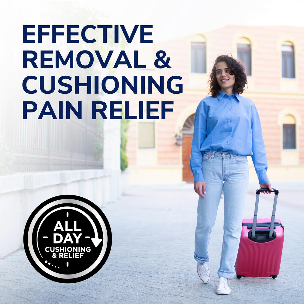 Dr. Scholl's Clear Away multi-day coverage patch on skin during daily activities