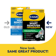 Dr. Scholl's Clear Away wart remover bandages in a pocket pack for convenient, durable coverage