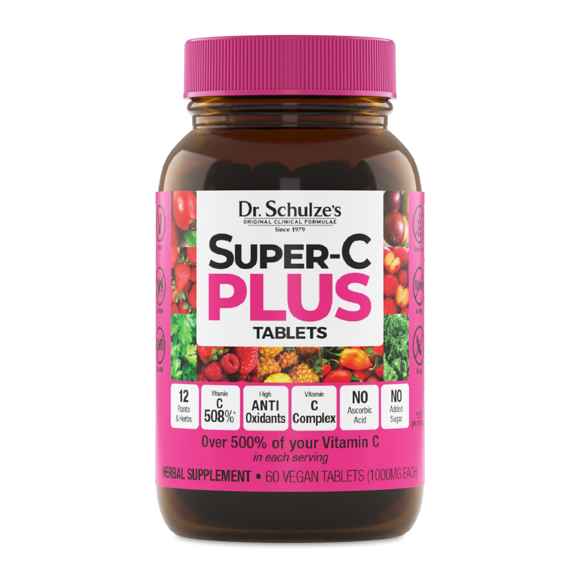 Front view of Dr. Schulze's Super-C Plus bottle