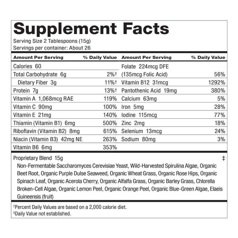 Vegan, non-GMO nutrition label and packaging