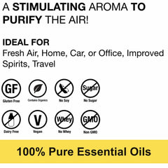 Close-up of Dr Schulze's Air bottle showing 100% Pure Essential Oils