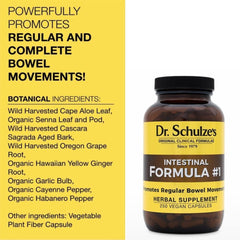 Person taking Dr. Schulze's Intestinal Formula #1 capsules during daily routine