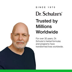 Dr. Schulze's SuperFood Plus in a smoothie glass for a versatile wellness boost.
