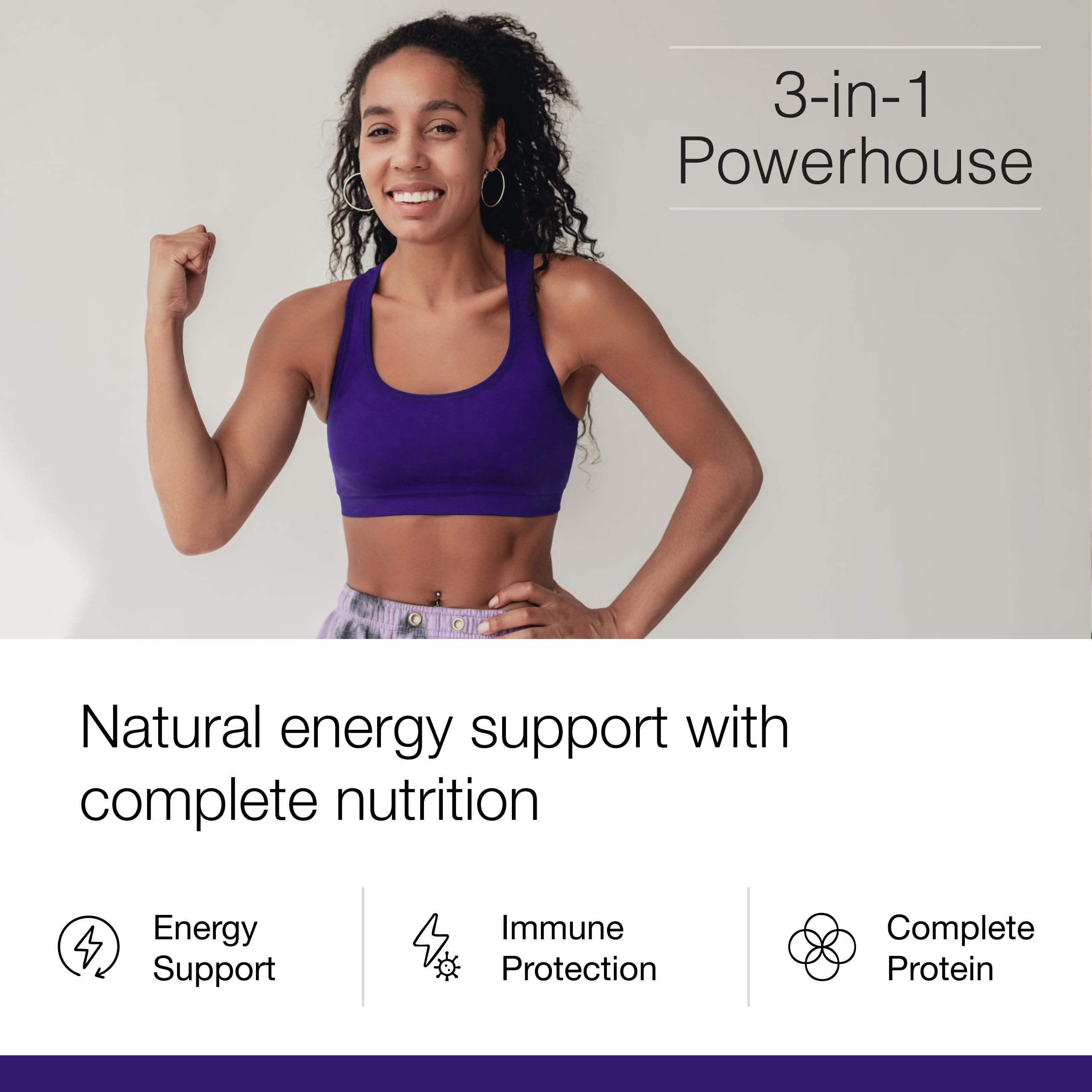 Pouring Dr. Schulze's SuperFood Ultra into a glass for a smoothie.