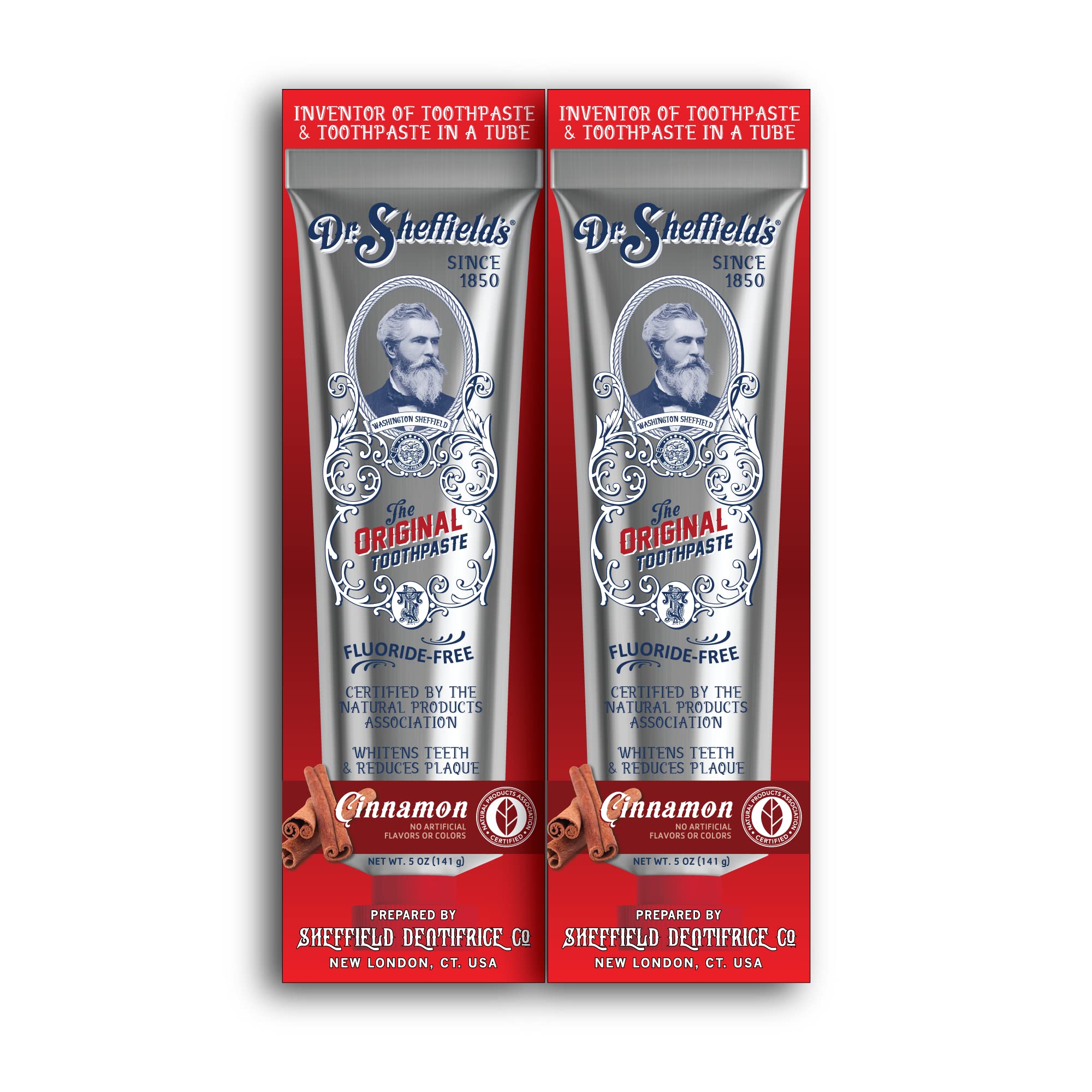 Dr. Sheffield’s Certified Natural Toothpaste Cinnamon packaging