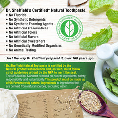Certified Natural Toothpaste by Natural Products Association (NPA) label