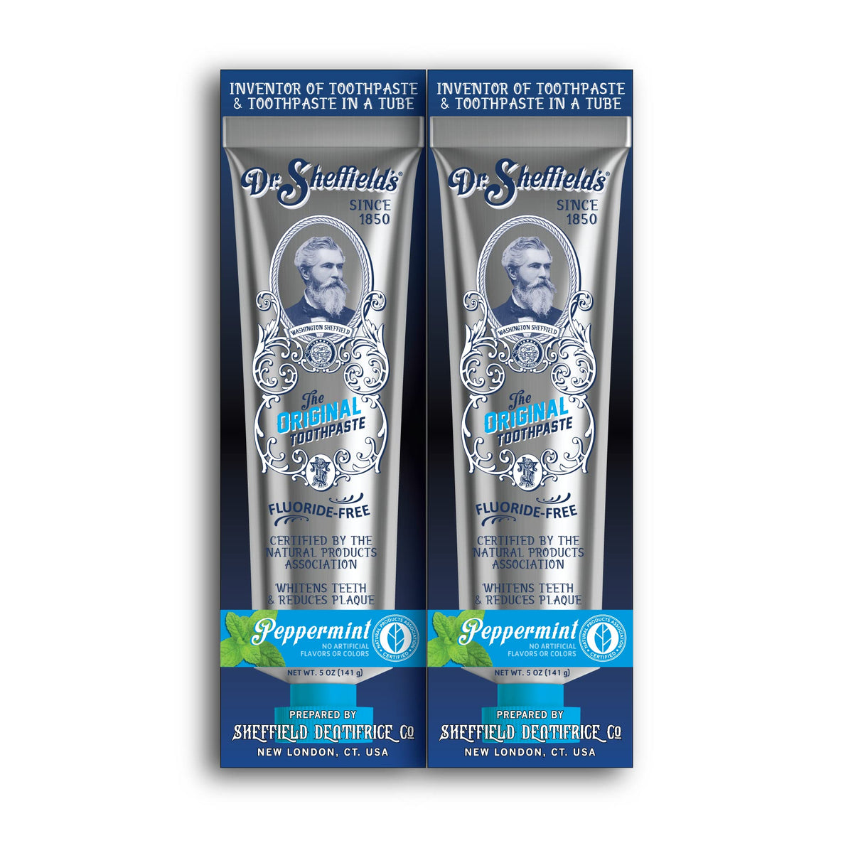 Dr. Sheffield's Certified Natural Peppermint Toothpaste 2-pack in aluminum tubes