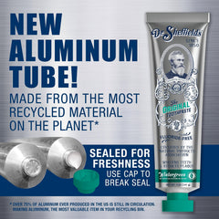 Natural ingredients badge on Dr. Sheffield's Wintergreen toothpaste box