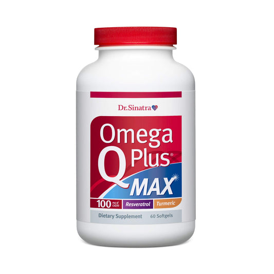 Dr. Sinatra Omega Q Plus MAX bottle – front view with label