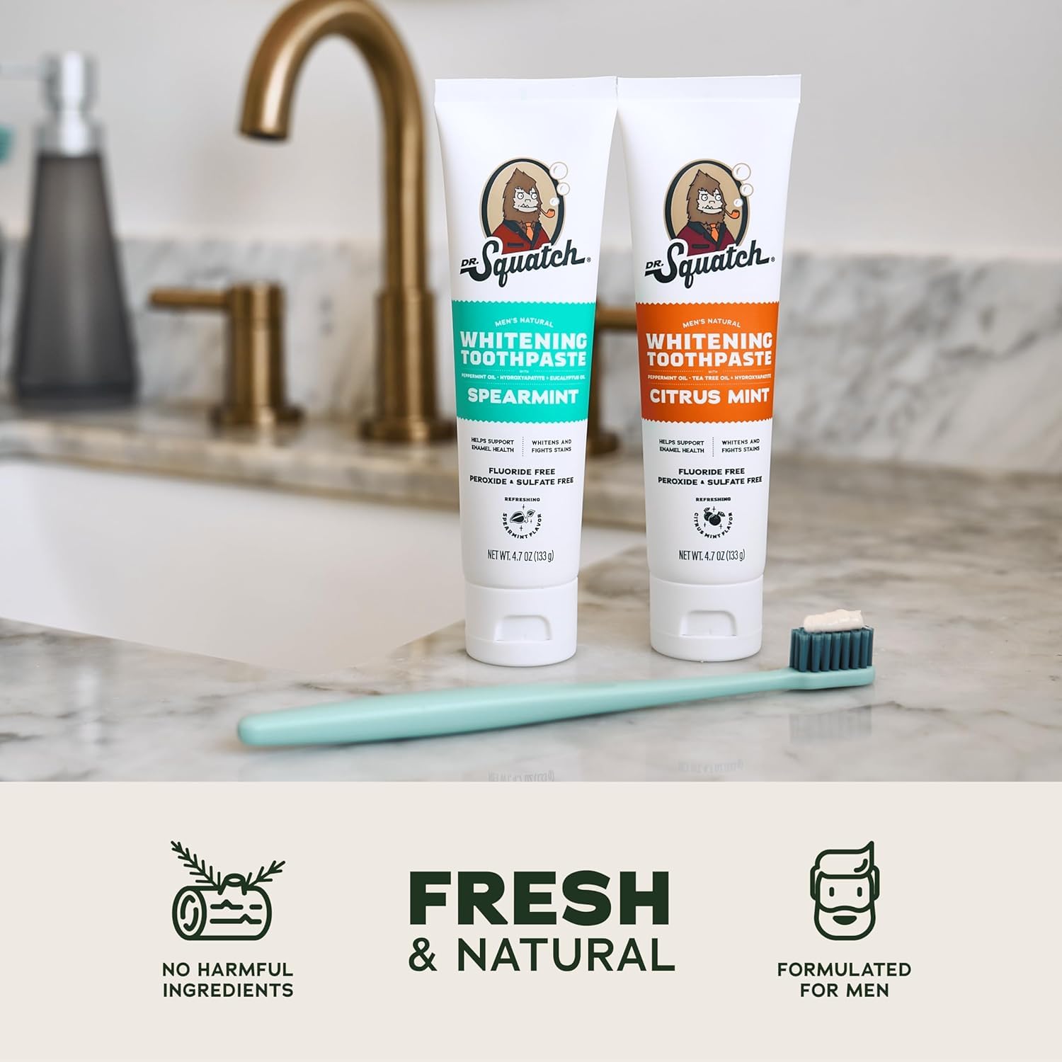 Spearmint toothpaste from the Dr. Squatch kit