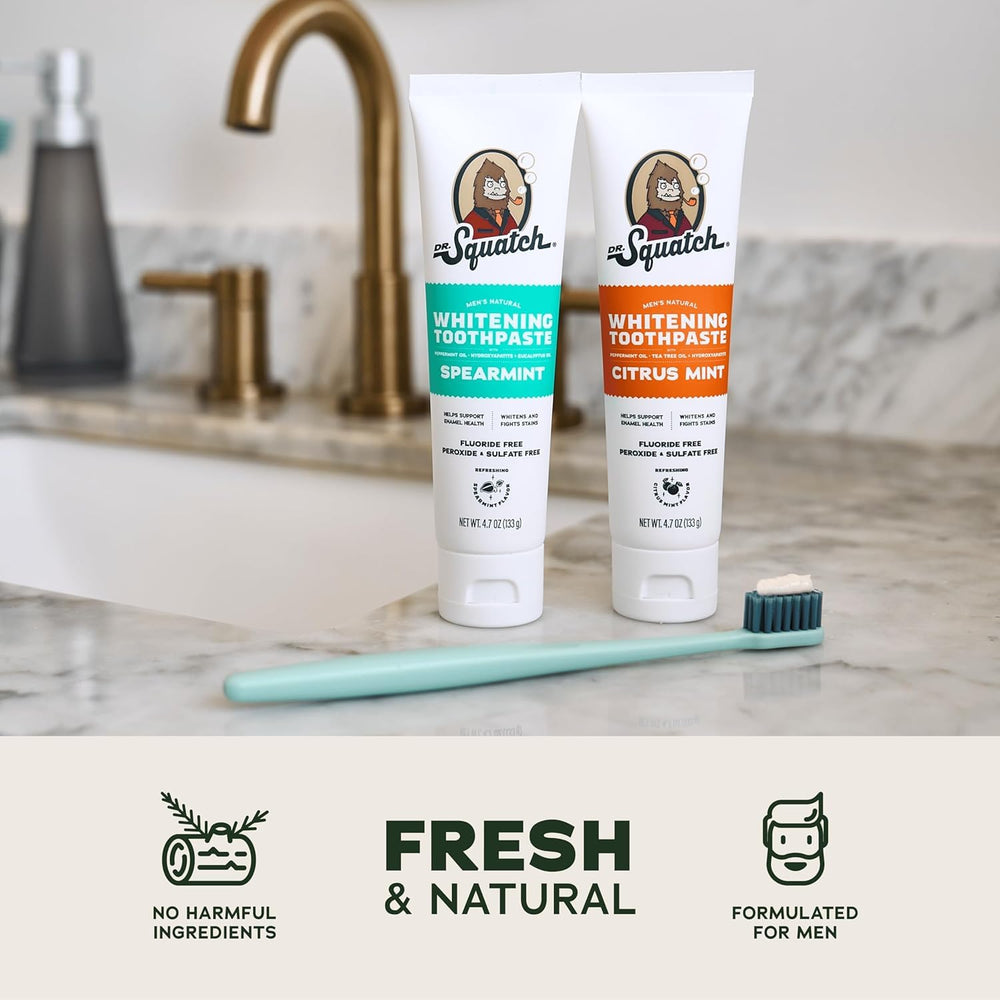 Spearmint toothpaste from the Dr. Squatch kit