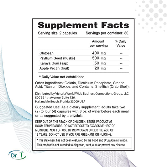 Dr. T Natural Cholesterol Lowering Supplement bottle - back label