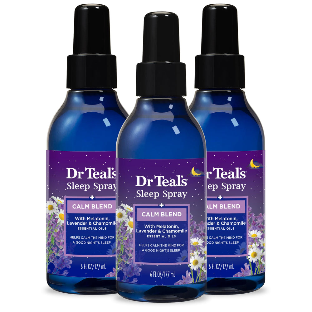 Front view of Dr Teal's Calm Blend Sleep Spray 6 fl oz pack of 3