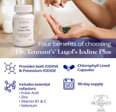 Dr. Tennant's Iodine Supplement Plus capsules, a pure and potent daily capsule for convenience.