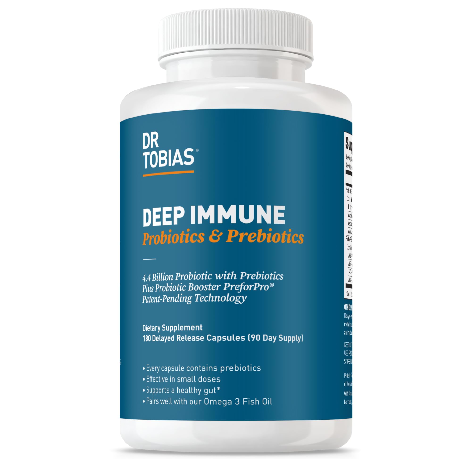 Dr. Tobias Deep Immune Probiotics & Prebiotics bottle on white background
