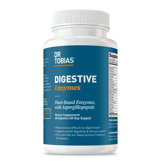 Bottle label for Dr Tobias Digestive Enzymes
