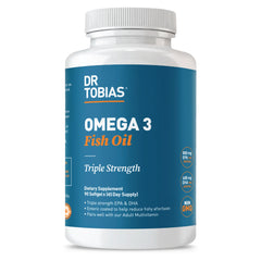 Dr. Tobias Omega-3 Fish Oil bottle with 90 softgels